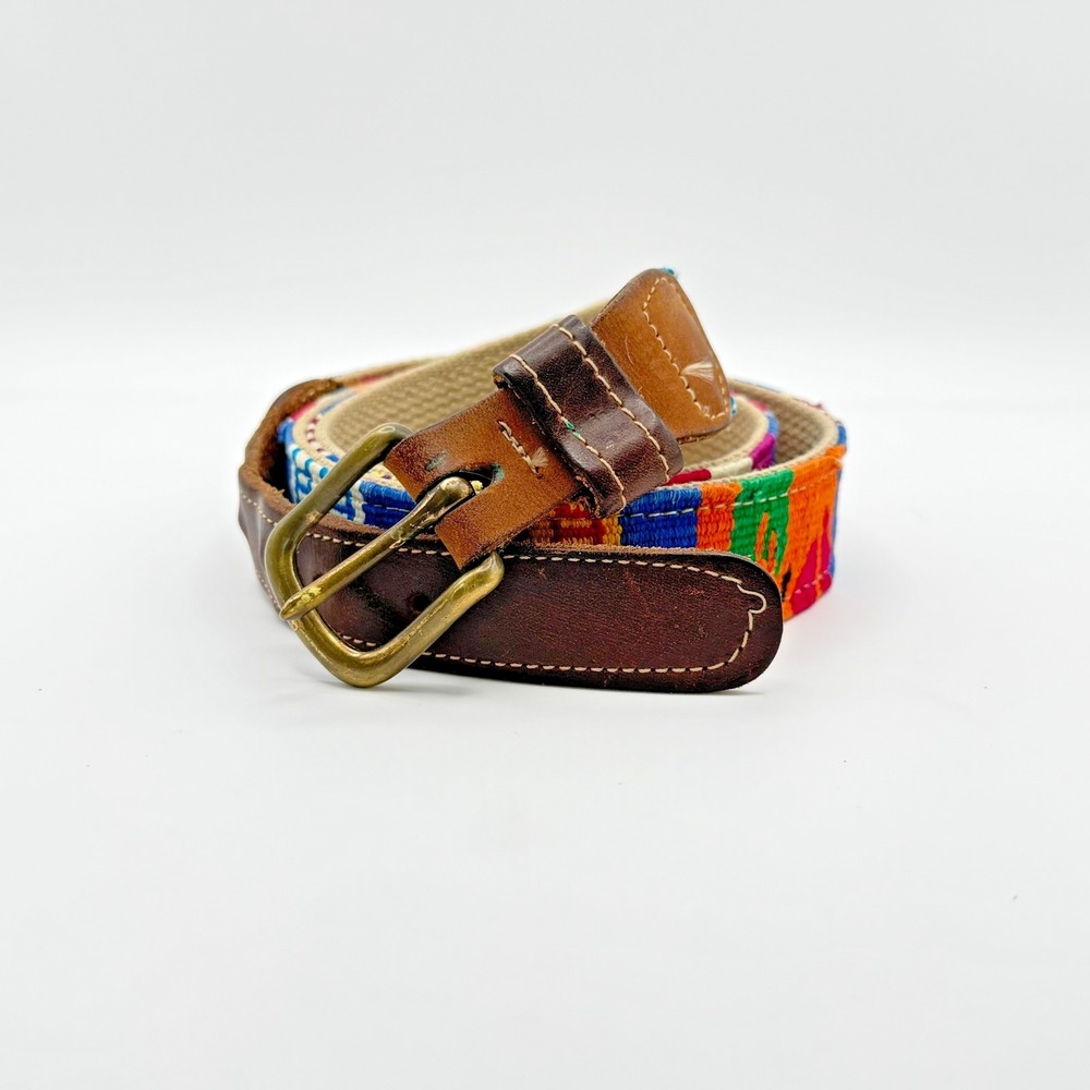 A Tail We‎ Could Wag Southwestern Serape Woven Belt Multicolor Cactus Sz 38